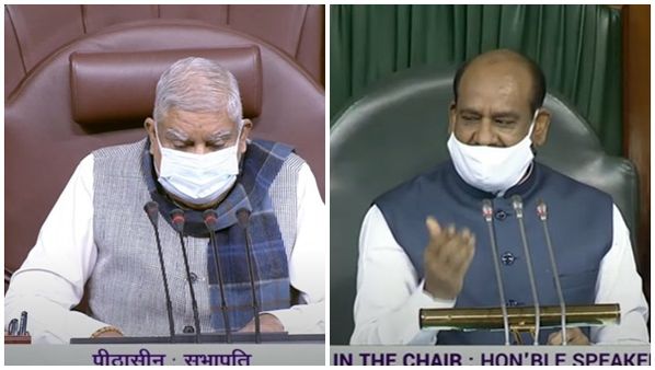 മാസ്ക് ധരിച്ച് ഉപരാഷ്ട്രപതിയും സ്പീക്കറും; പാർലമെന്റിൽ കോവിഡ് നിയന്ത്രണം