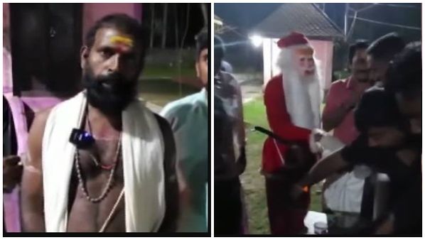 ക്ഷേത്ര മുറ്റത്ത് കരോള്‍ ഗാനവുമായി ക്രിസ്മസ് പാപ്പയും സംഘവും; പായസം നല്‍കി സ്വീകരിച്ച് മേല്‍ശാന്തി