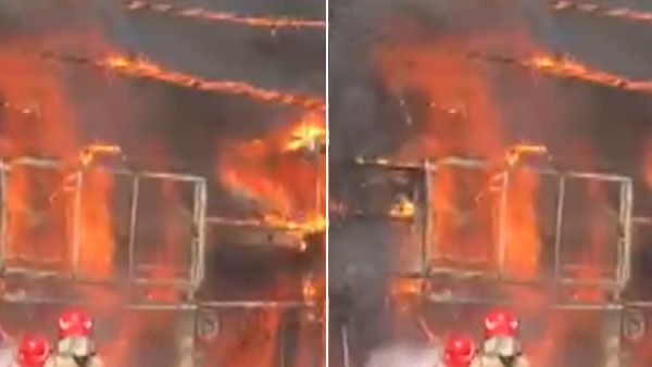 രക്ഷാപ്രവര്‍ത്തനത്തിനിടെ ഗ്യാസ് കുറ്റി പൊട്ടിത്തെറിച്ച് പുറത്തേക്ക്; പത്തനംതിട്ടയില്‍ വന്‍ തീപിടുത്തം