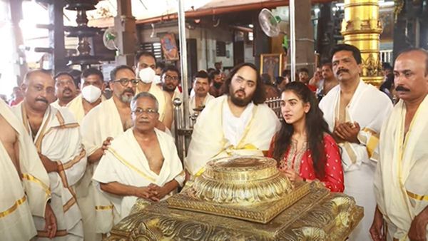 ഗുരുവായൂരപ്പനെ കാണാന്‍ ഹെലികോപ്റ്ററില്‍ പറന്നിറങ്ങി ആനന്ദും രാധികയും; വന്‍ സ്വീകരണം