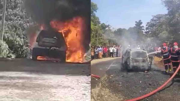തലപ്പുഴയില്‍ വീണ്ടും ഓടുന്ന കാറിന് തീപിടിച്ചു; യാത്രക്കാര്‍ അത്ഭുതകരമായി രക്ഷപ്പെട്ടു
