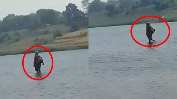 നദിയ്ക്ക് മുകളിലൂടെ നടന്ന് സ്ത്രീ; നര്‍മ്മദ ദേവിയുടെ അവതാരമെന്ന് പ്രചരണം; പൊളിച്ചടുക്കി പൊലീസ്