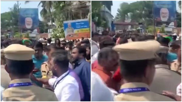 'മോദി ഗോ ബാക്ക്', വിളിച്ച് യൂത്ത് കോൺ​ഗ്രസ് പ്രവർത്തകന്റെ പ്രതിഷേധം; തള്ളിമാറ്റി ബിജെപി പ്രവർത്തകർ