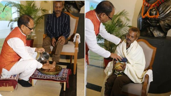 ജനരോഷം ശക്തം; ആദിവാസി യുവാവിന്റെ കാൽ കഴുകി മാപ്പ് പറഞ്ഞ് മുഖ്യമന്ത്രി ശിവരാജ് സിംഗ് ചൗഹാൻ