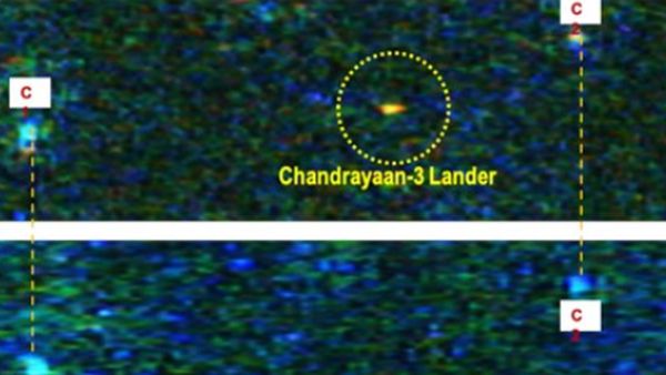 ചന്ദ്രയാൻ-3 വിക്രം ലാന്ററിന്റെ ചിത്രങ്ങൾ പകർത്തി ചന്ദ്രയാൻ- 2 ഓർബിറ്റർ; പങ്കുവെച്ച് ഐഎസ്ആർഒ