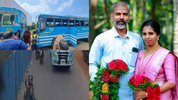 ബസ്സുകള്‍ക്കിടയില്‍പ്പെട്ട് കോഴിക്കോട് ദമ്പതികള്‍ക്ക് ദാരുണാന്ത്യം: ഞെട്ടിപ്പിച്ച് ദൃശ്യങ്ങള്‍