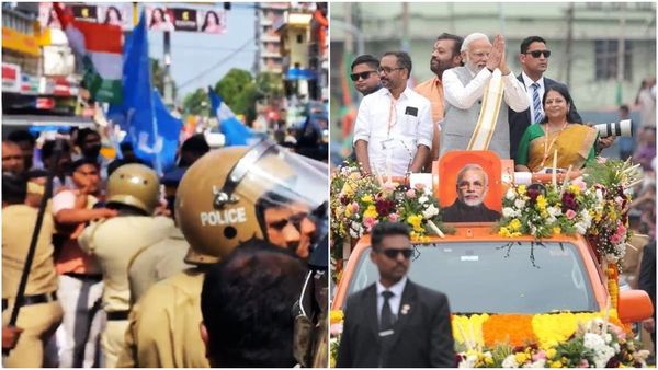 മോദി പ്രസംഗിച്ച വേദിയില്‍ ചാണകം തളിക്കാന്‍ കോണ്‍ഗ്രസുകാരെത്തി: തടഞ്ഞ് ബിജെപി, സംഘർഷം