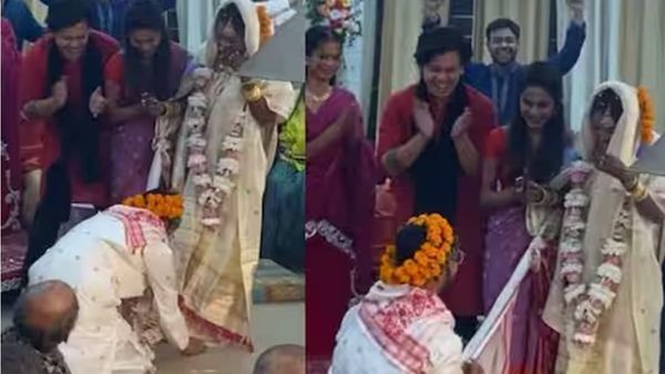 വിവാഹത്തിനിടെ വധുവിന്റെ കാൽതൊട്ട് അനു​ഗ്രഹം തേടി വരൻ;  പിന്നീട് സംഭവിച്ചത് ഇങ്ങനെ, വൈറൽ