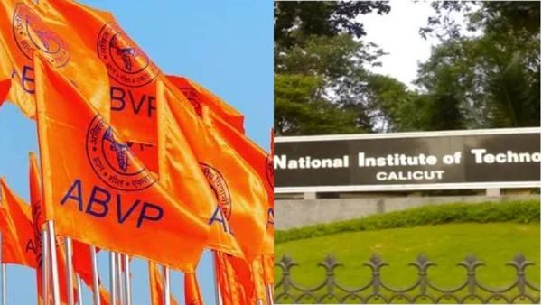 ഗാന്ധിയെ കൊലപ്പെടുത്തിയ രാജ്യദ്രോഹി, ഗോഡ്‌സെയുടെ ചിത്രം കത്തിച്ച് എബിവിപി; എൻഐടിക്ക് മുന്നിൽ പ്രതിഷേധം