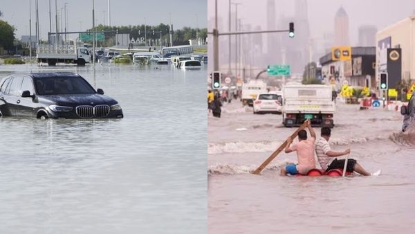 തടിയും കിടക്കയും മോപ്പും വരെ ആയുധം; വെള്ളക്കെട്ടിൽ സഞ്ചരിക്കാൻ ബോട്ടുകളുണ്ടാക്കി യുഎഇ നിവാസികൾ