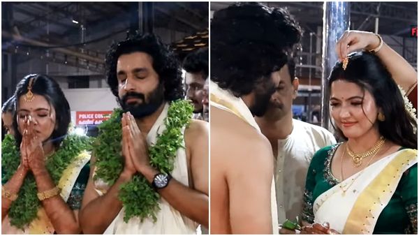 അപർണയ്ക്ക് താലി ചാർത്തി ദീപക്; ​ഗുരുവായൂരപ്പന് മുന്നിൽ തൊഴുകയ്യോടെ താരങ്ങൾ; ചിത്രങ്ങൾ വൈറൽ
