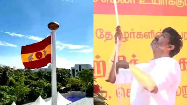 ഇളയദളപതിയുടെ അടുത്ത ചുവടുവെപ്പ്; ടിവികെയുടെ പതാകയും ചിഹ്നവും പുറത്തിറക്കി വിജയ്