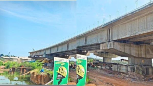 വളപട്ടണം പുഴയ്ക്ക് കുറുകെയുള്ള പാലത്തിന്റെ പണി പുരോഗമിക്കുന്നു;ഭൂരിഭാഗം തൂണുകളും സ്ഥാപിച്ചു