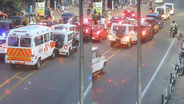 സ്‌കൂട്ടര്‍ യാത്രക്കാരിയെ രക്ഷിക്കാന്‍ സഡന്‍ബ്രേക്കിട്ടു; മുഖ്യമന്ത്രിയുടെ വാഹനവ്യൂഹം കൂട്ടിയിച്ചു