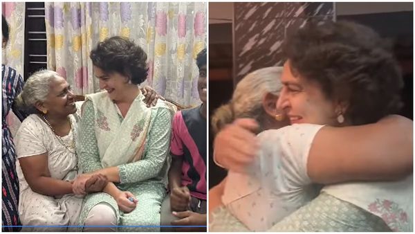 വീട്ടിലെത്തി പ്രിയങ്ക തെയ്യാമ്മയെ കണ്ടു; കൊന്ത സമ്മാനിച്ചു, പഴയ കാര്യങ്ങളോർത്ത് മനസ്സുനിറഞ്ഞ് തെയ്യാമ്മ