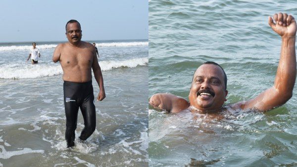 ആഴക്കടൽ നീന്തി ഭിന്നശേഷിക്കാരൻ; ഷാജിയുടെ നീന്തൽ പ്രകടനം കാണികൾക്ക് അത്ഭുതമായി, അഭിന്ദനം