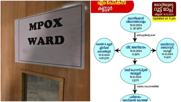 കണ്ണൂരില്‍ എംപോക്സ് സ്ഥിരീകരിച്ച വ്യക്തിയുടെ റൂട്ട് മാപ്പ് പുറത്തുവിട്ടു: രണ്ടുപേരുടേയും ആരോഗ്യനില തൃപ്തികരം