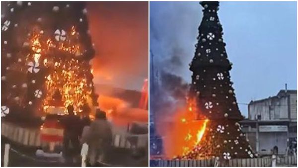 കൂറ്റന്‍ ക്രിസ്മസ് ട്രീക്ക് തീയിട്ടു; വന്‍ പ്രതിഷേധം; സംഘർഷഭരിതമായി സിറിയ
