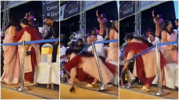 ഇടുങ്ങിയ വഴി: കാലിടറിയ ഉമ തോമസ് റിബൺ കെട്ടിയ സ്റ്റാൻഡിനൊപ്പം താഴേക്ക് - വീഡിയോ പുറത്ത്