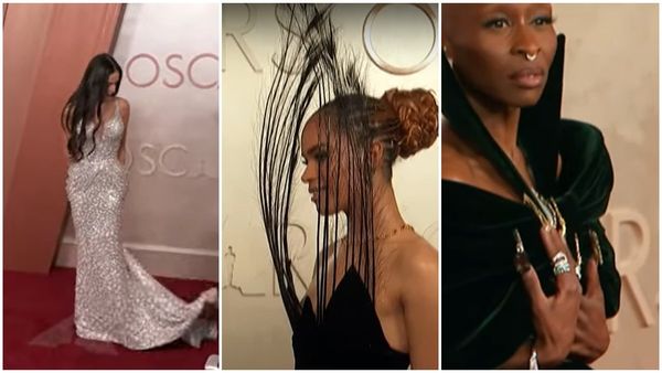 സിൽവ‍ർ ​ഗൗൺ, ഡ്രാക്കുള കോളർ, ​ഗൗണിൽ തൂവൽ; ഓസ്കറിൽ വ്യത്യസ്ത ലുക്ക് പിടിച്ച് താരങ്ങൾ..