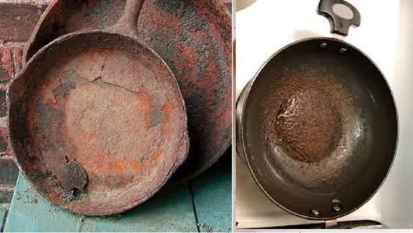 തുരുമ്പെടുത്ത ചീനച്ചട്ടി ഒരു മിനിറ്റ് കൊണ്ട് വൃത്തിയാക്കാം; എളുപ്പവഴി ഇതാ