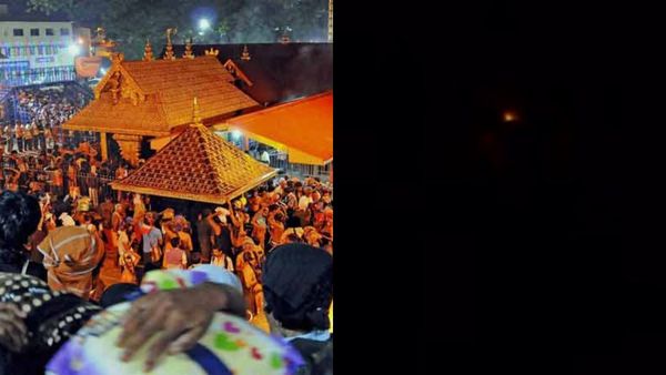 പൊന്നമ്പലമേട്ടിൽ മകരജ്യോതി തെളിഞ്ഞു; ഭക്തിസാന്ദ്രമായി സന്നിധാനം, ശരണമുഖരിതമായി അന്തരീക്ഷം