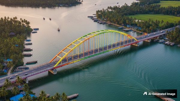 പെരുമ്പളം പാലം യാഥാർഥ്യമാവുന്നു; 1157 മീറ്റർ നീളവും 11 മീറ്റർ വീതിയും, മാർച്ച് 7 മുതൽ മഴവില്ലഴകിൽ തിളങ്ങും