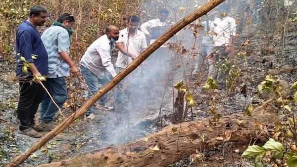 ଶିମିଳିପାଳ ନିଆଁ ଲିଭାଉଛନ୍ତି ବିଜେଡି ଯୁବ ଓ ଛାତ୍ର ନେତା