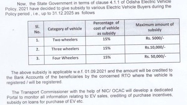 ଇ-ଯାନ ପାଇଁ ପ୍ରୋତ୍ସାହନ: ଗ୍ରାହକଙ୍କୁ ପିଛିଲା ଭାବରେ ସବସିଡି ପ୍ରଦାନ କରିବେ ରାଜ୍ୟ ସରକାର, ଆକାଉଣ୍ଟକୁ ଯିବ ଟଙ୍କା