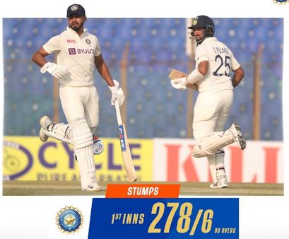 IND vs BAN: ପୂଜାରା-ଆୟର ସମ୍ଭାଳିଲେ ଟିମ୍ ଇଣ୍ଡିଆ ପାଳି