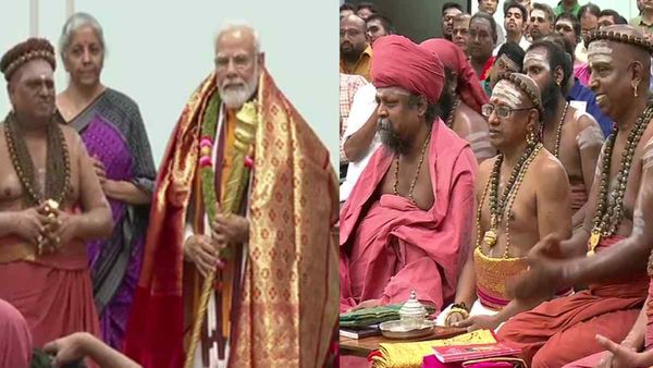 ନୂତନ ସଂସଦ ଭବନ ଉଦଘାଟନ ପୂର୍ବରୁ ପ୍ରଧାନମନ୍ତ୍ରୀ ମୋଦୀଙ୍କୁ ‘ସେନଗୋଲ' ହସ୍ତାନ୍ତର