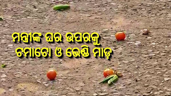ପରିବା ଦର ବୃଦ୍ଧି ବିରୋଧରେ ଖାଦ୍ୟ ଯୋଗାଣ ମନ୍ତ୍ରୀଙ୍କ ଘର ଉପରକୁ ଟମାଟୋ ଓ ଭେଣ୍ଡି ମାଡ଼