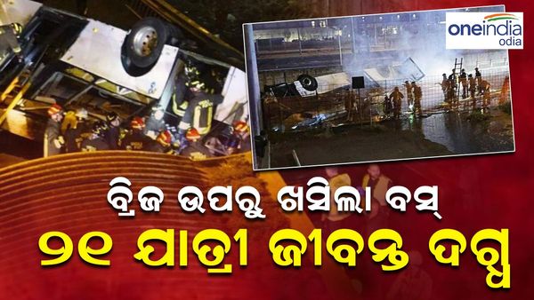 ବ୍ରିଜ ଉପରୁ ଖସିଲା ବସ୍: ୨୧ ଯାତ୍ରୀ ଜୀବନ୍ତ ଦଗ୍ଧ