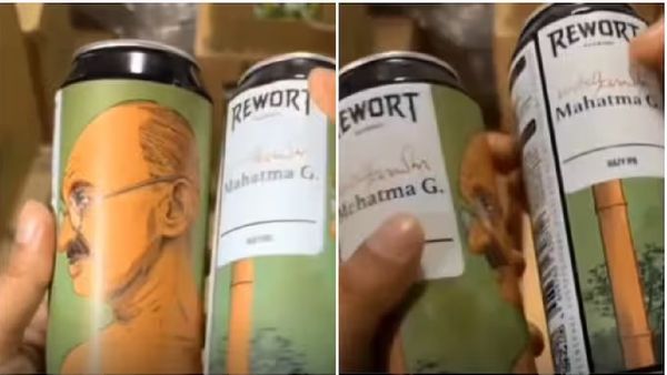 ମହାତ୍ମା ଗାନ୍ଧୀଙ୍କୁ ଅପମାନ, ବିଅର କେନରେ ଗାନ୍ଧୀଙ୍କ ଫଟୋ