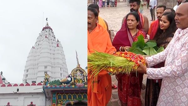 ନୂଆଁଖାଇ ପାଇଁ ମା' ସମଲେଇ ମନ୍ଦିରରେ ପହଞ୍ଚିଲା ସରିଆ ଧାନ