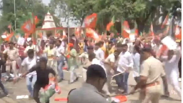 ରାହୁଲଙ୍କ ମନ୍ତବ୍ୟ,ବିଜେପି-କଂଗ୍ରେସକର୍ମୀ ଧସ୍ତାଧସ୍ତି