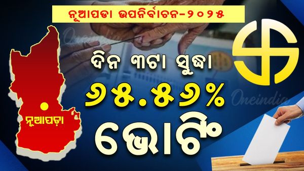 ନୂଆପଡ଼ା ଉପନିର୍ବାଚନ: ଦିନ ୩ଟା ସୁଦ୍ଧା ନୂଆପଡ଼ାରେ ୬୫.୫୬% ଭୋଟିଂ