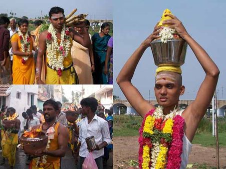 கரூரில் அருள்மிகு மாரியம்மனுக்காக அலகு குத்தி அக்னி சட்டி எடுத்த பக்தர்கள்!