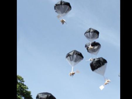 வானிலிருந்து பாராசூட்டில் 'குதித்த' கரடி பொம்மைகள்: இரு நாடுகள் மோதல்!