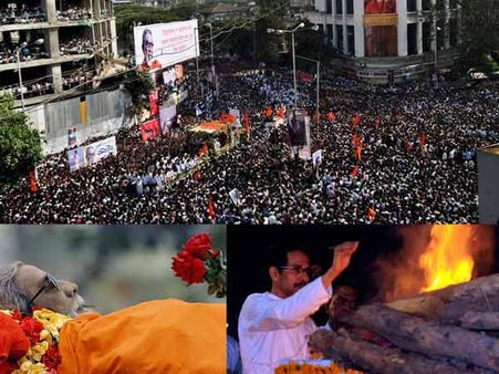 மக்கள் வெள்ளத்தில் 10 மணி நேர இறுதி ஊர்வலம்... அரசு மரியாதையுடன் பால் தாக்கரே உடல் தகனம்!