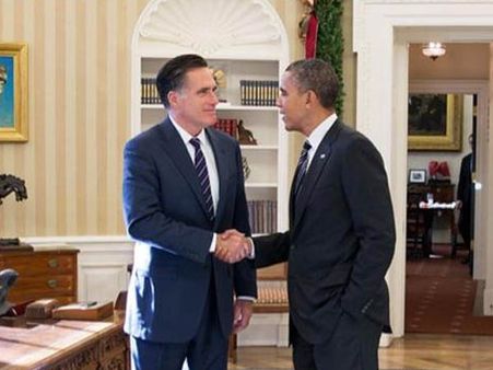 ராம்னிக்கு வெள்ளை மாளிகையில் விருந்தளித்த ஒபாமா!