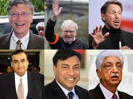 பில்கேட்ஸ், வாரென் பபெட், லேரி எலிசன், முகேஷ் அம்பானி, லட்சுமி மிட்டல், ஆசிம் பிரேம்ஜி.. அதே தான்!
