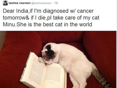 பிரபல எழுத்தாளர் தஸ்லிமா நஸ்ரினுக்கு மார்பகப் புற்றுநோய்