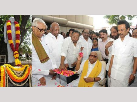 முரசொலி மாறனின் 81வது பிறந்த நாள்.. மலர் தூவி கருணாநிதி அஞ்சலி