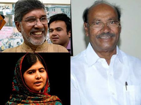 நோபல் பரிசு பெற்ற சத்யார்த்தி, மலாலாவுக்கு ராமதாஸ் வாழ்த்து