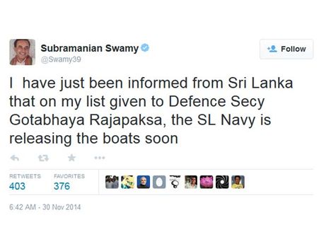 தமிழக மீனவர்களின் படகுகளை விரைவில் இலங்கை விடுவிக்கும்- சாமி தகவல்