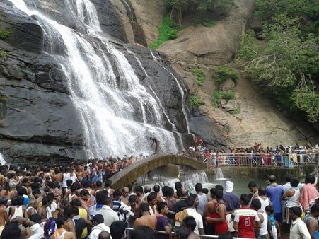 குற்றாலம் அருவியில் சோப்பு, ஷாம்பு போட்டுக் குளித்த 98 பேருக்கு அபராதம்