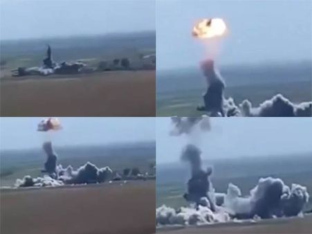 நடுவானில் பல்டிகள் அடித்து வெடித்து சிதறிய ஐ.எஸ். தற்கொலைப்படை தீவிரவாதி கார்- அதிர வைக்கும் வீடியோ