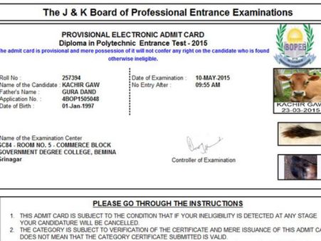 10ம் தேதி நுழைவுத் தேர்வுக்கு வந்துடுங்க: பசுவுக்கு ஹால் டிக்கெட் அனுப்பிய அதிசயம்