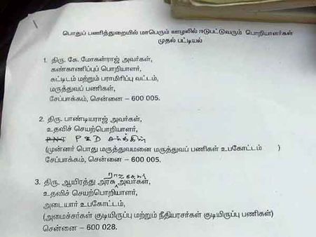 ஊழல் அதிகாரிகள் யார்? யார்?: ரமணா பட பாணியில், 10 பேர் பட்டியல் வெளியிட்ட கான்ட்ராக்டர்கள்!